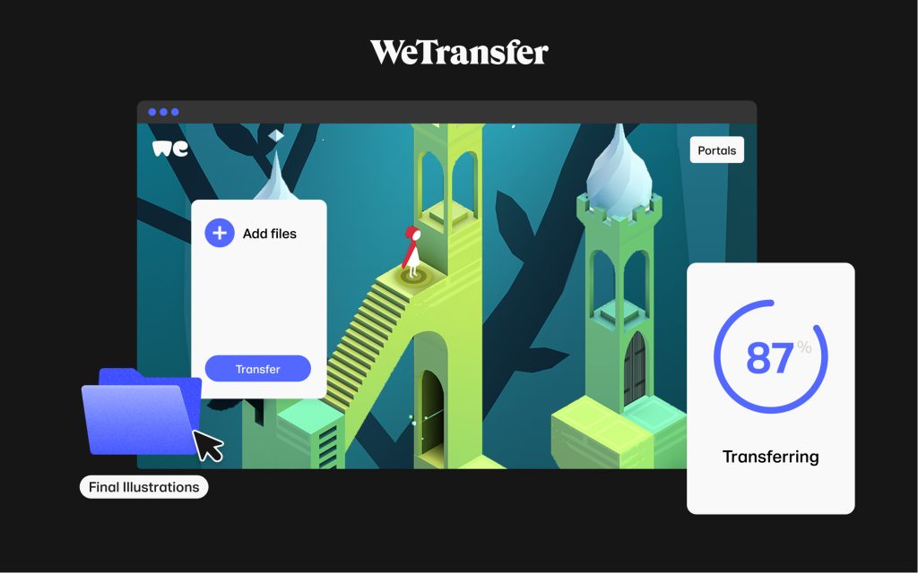 Un fichier en cours d'upload ou téléchargement sur Wetransfer